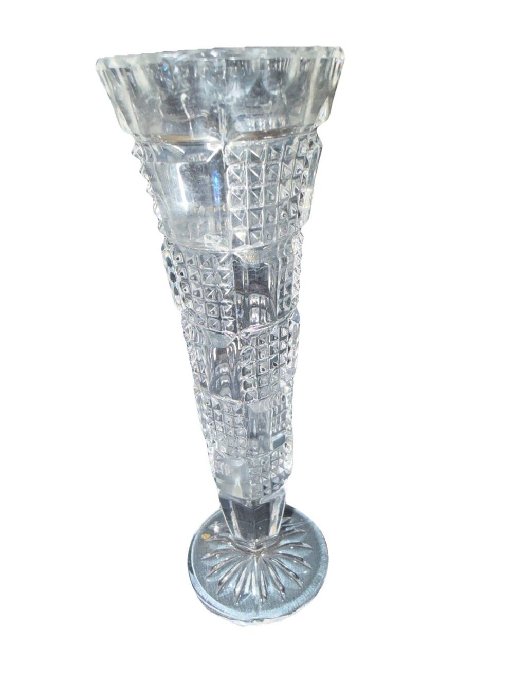 Echt Bleikristall Hand-Cut Lead Crystal Footed Bud Vase 6.5" W.Germany Vintage
